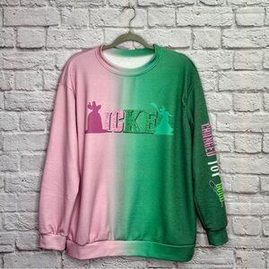 Wicked Changed For Good Womens Sweatshirt Size M Long Sleeve Graphic Pink Green